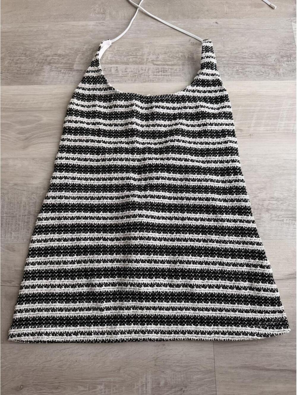 Triangl black & white striped halter top
